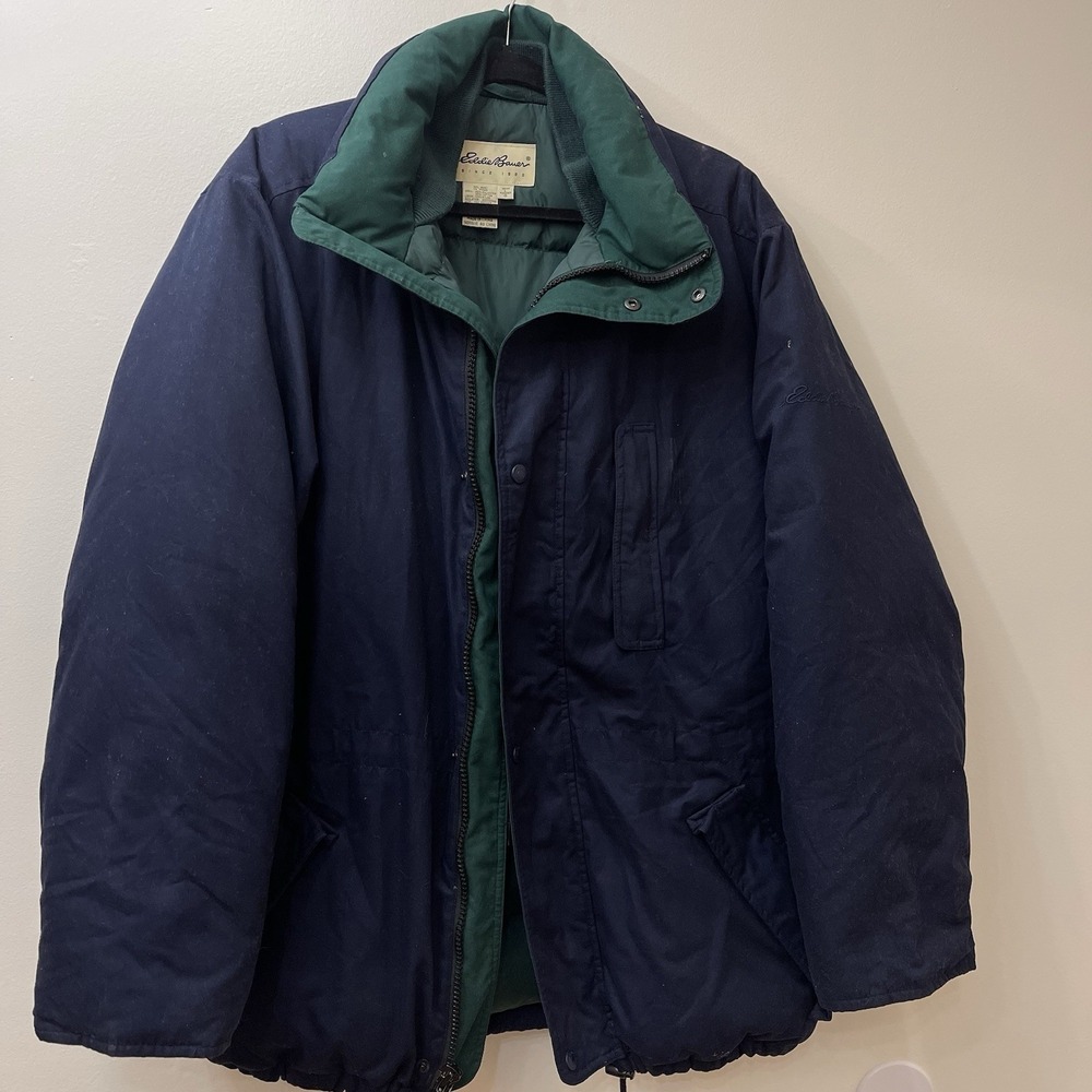 Eddie Bauer Men's Vintage Y2K Heavy Jacket Coat Navy  Large